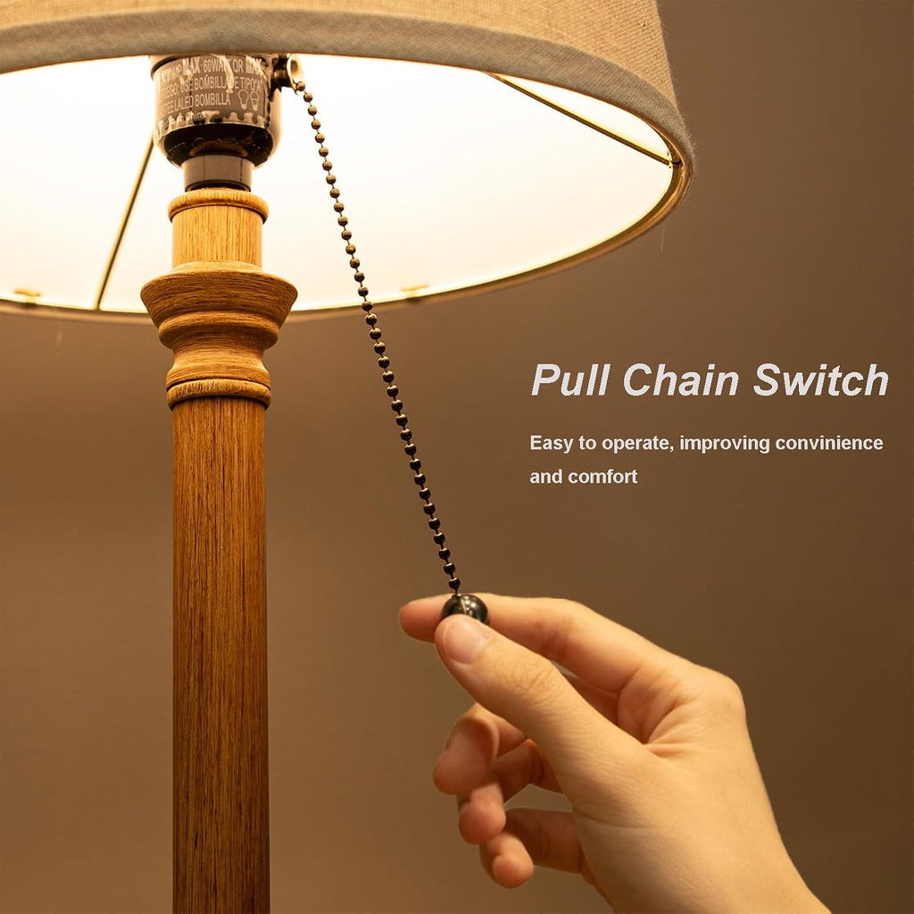 Oneach 19.5" Small Table Lamps Set of 2, Pull Chain Switch Bedside Metal Table Lamps, Modern Nightstand Lamp with Linen Shade, Rustic…