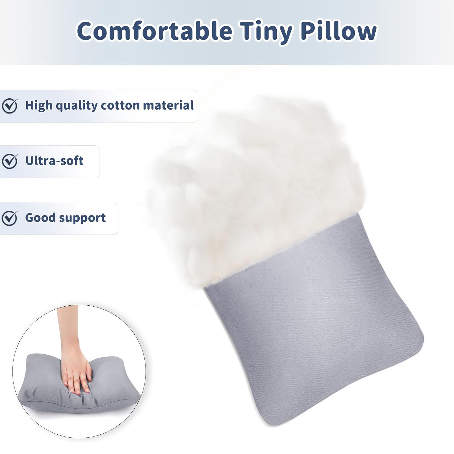 Pro Goleem Small Pillow 11"x7"x2.5" for Baby Sleeping with Name Tag Mini Tiny Pillow for Room Couch Sofa Chair and Outdoor Car Air Nap…