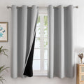 ChrisDowa 100% Blackout Curtains for Bedroom with Black Liner, 2 Thick Layers Total Blackout Thermal Insulated Grommet Window Curtains 63 I…