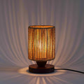 Small Rattan Table Lamp for Bedroom, Boho Bedside Lamp with Warm LED Bulb, Handwoven Wicker Nightstand Lamp for Nursery, Entryway & Dorm…