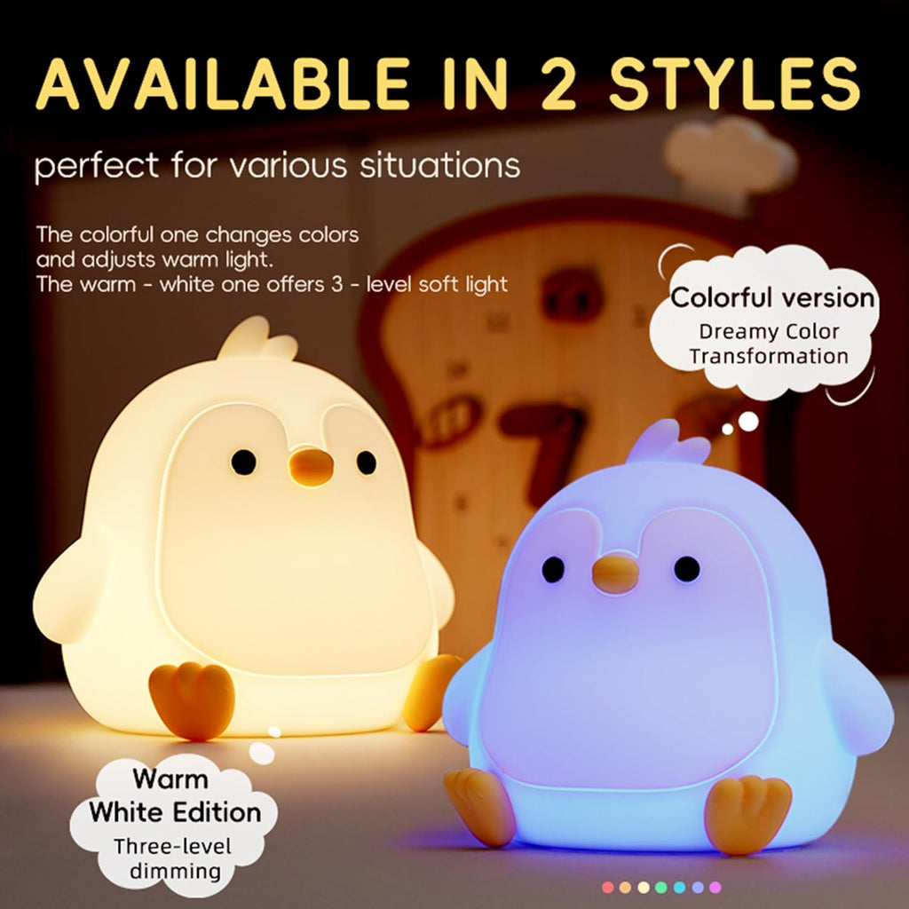 Led Cute Penguin Night Light, Dimmable Timer Nursery Kawaii Lamps, Super Squishy Silicone USB Rechargeable Touch Control Bedside Lamp…