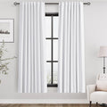 Nanspring White 100% Blackout Linen Curtains for Bedroom 72 Inches Long Back Tab Thermal Insulated Modern Farmhouse Decor Black Out Curtain…