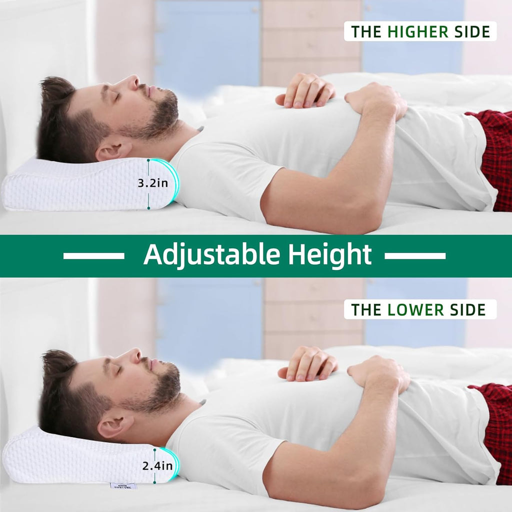 Suqiome SUQ I OME Sleeper-Thin Memory Foam Neck Pillow for Sleeping, 2.3'' to 3.1 '' Height, Thin & Low Cervical Profile, Soft(19.6x11…