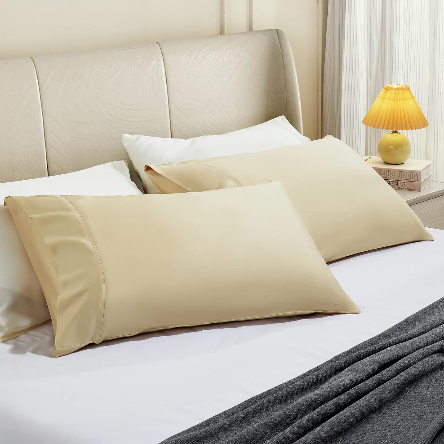 Stnomyhome 100% Eucalyptus Tencel Lyocell Cooling Pillowcase Set of 2, Moisture Wicking, Temperature Regulating, Soft &Smooth Sateen Pillow…
