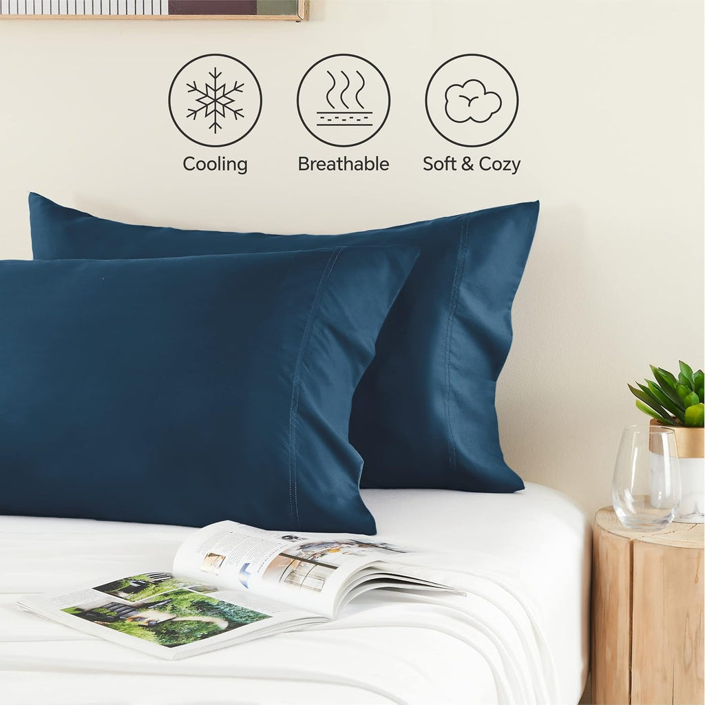 Bedelite Pillow Cases Queen Size Set of 2, Rayon Derived from Bamboo, Cooling Pillow Cases for Hot Sleepers & Night Sweats, Breathable and…