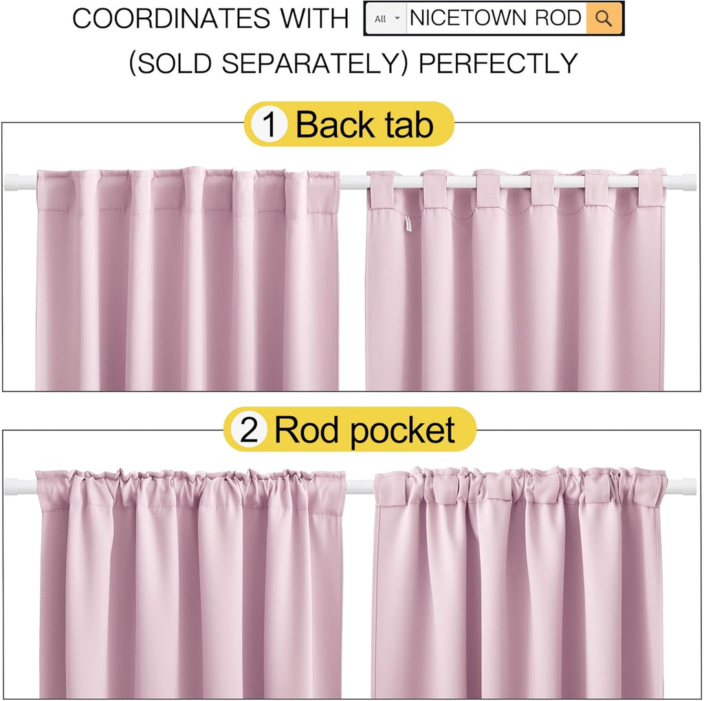 NICETOWN RV Curtains for Camper Windows - (Baby Pink Color) 34x54 Inch, 2 Panels Set, Thermal Insulated Room Darkening Blackout…
