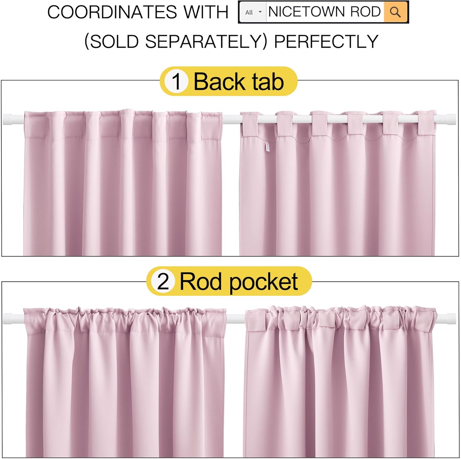 NICETOWN RV Curtains for Camper Windows - (Baby Pink Color) 34x54 Inch, 2 Panels Set, Thermal Insulated Room Darkening Blackout…