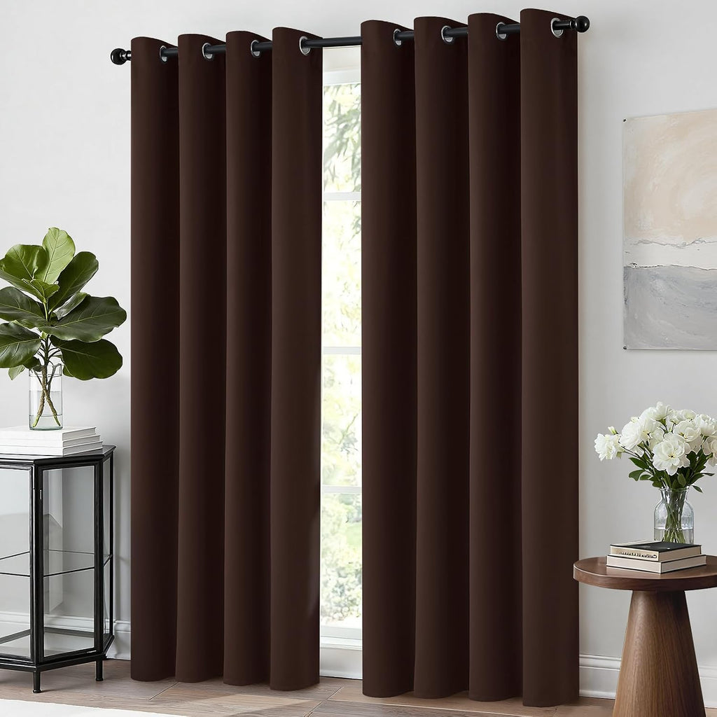 Yakamok Blackout Curtains Room Darkening Thermal Insulated Window Panels, Solid Grommet Top Drapes for Bedroom/Living Room(52Wx63L…