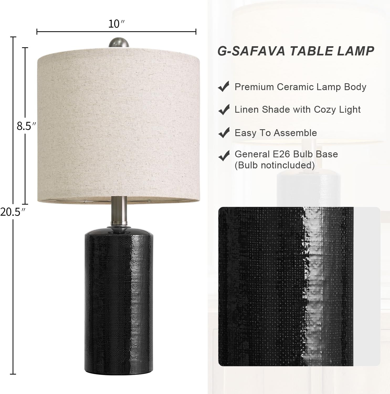 G-SAFAVA 20.5" Small Table Lamps for Living Room Lamp Set of 2 Ceramic Lamps for Bedroom Bedside Lamps Modern Boho Lamps for Night Stands…