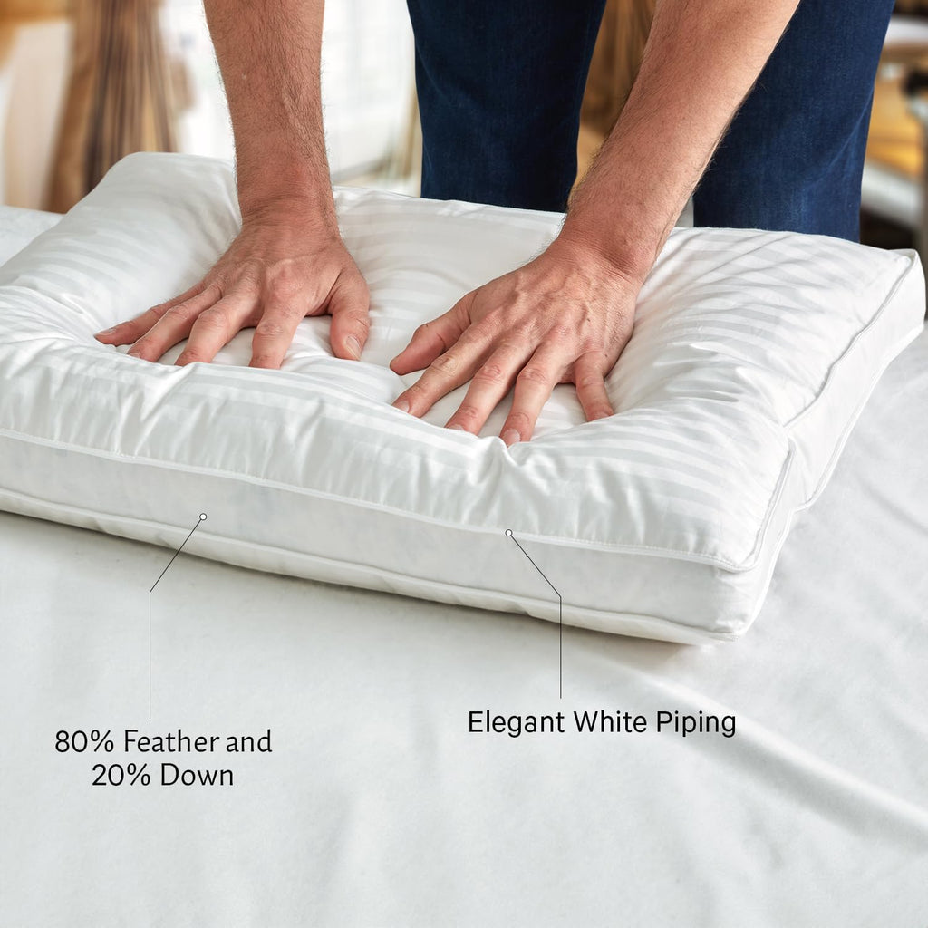 Washable Down and Feather Pillows Queen Size - Premium Soft Pillow Authentic Canadian White Goose Down, 650 Fill Power, 100% Cotton Cover…