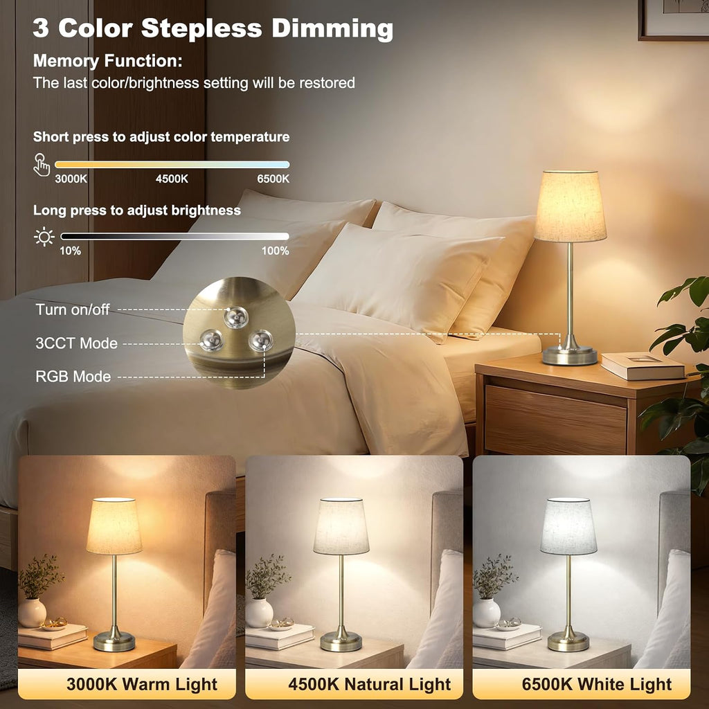 Wowag Cordless Table Lamp Rechargeable,5000mAh Battery Operated Desk Lamp,3 Colors & 7 RGB Stepless Dimmable, Touch Ambient Light for…