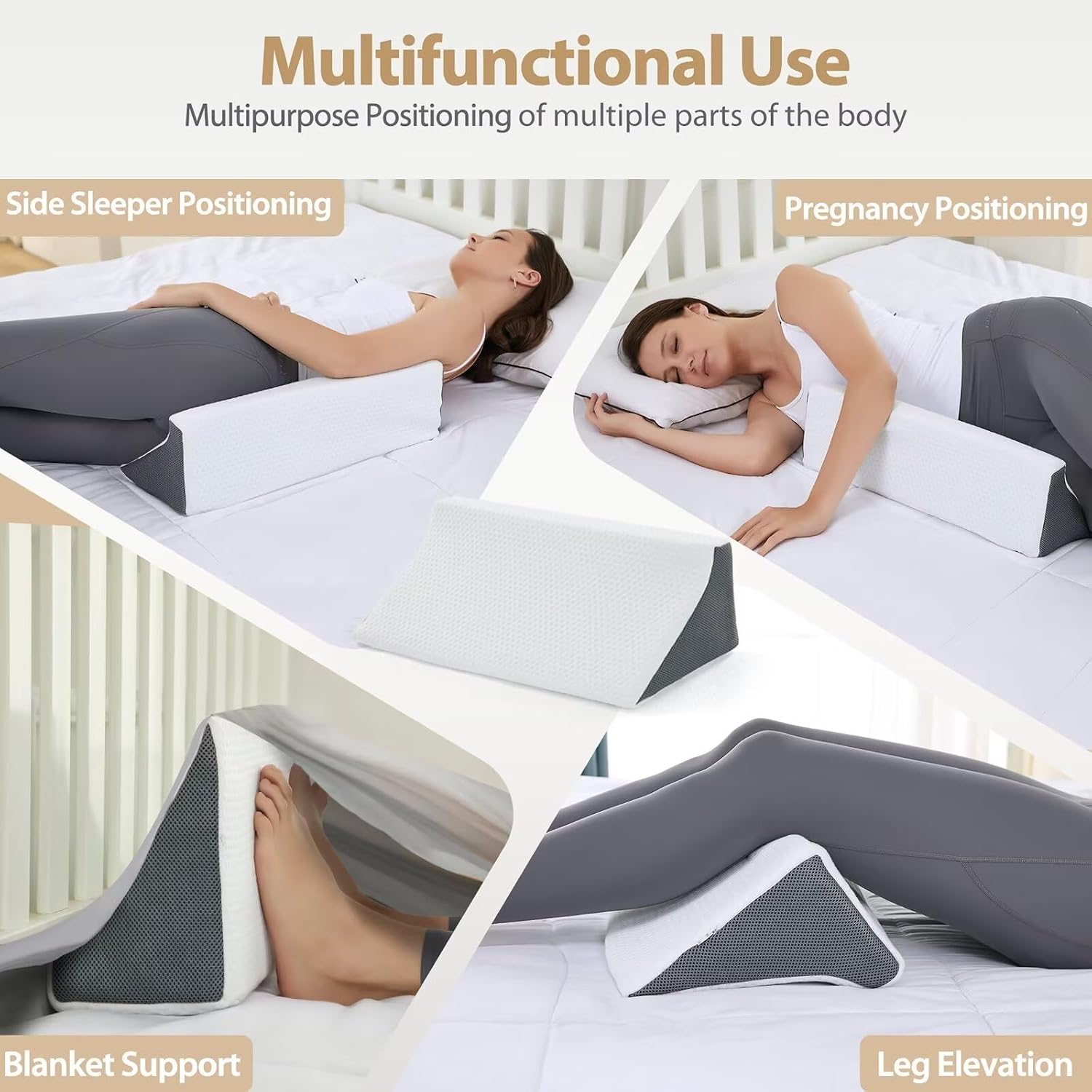 Wedge Pillow for Sleeping, Side Sleeper Body Back Positioners for Back Pain, Preventing Bedsores, After Surgery, Pregnancy Support, Ankle…