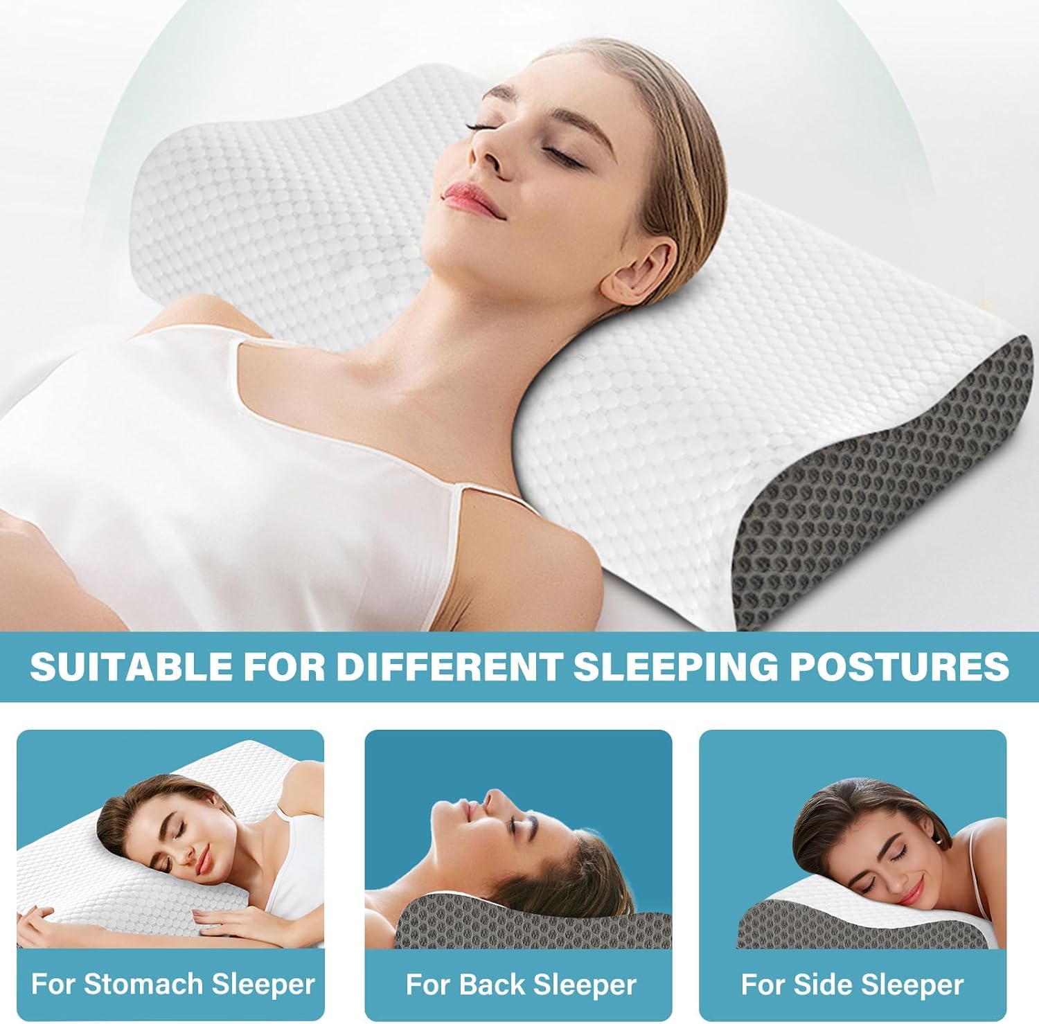 Bedcool Memory Foam Pillows 2 Pack Neck Pillow - Neck Support Pillow for, Ergonomic Cervical Pillow for Sleeping, Orthopedic Contour Bed P…
