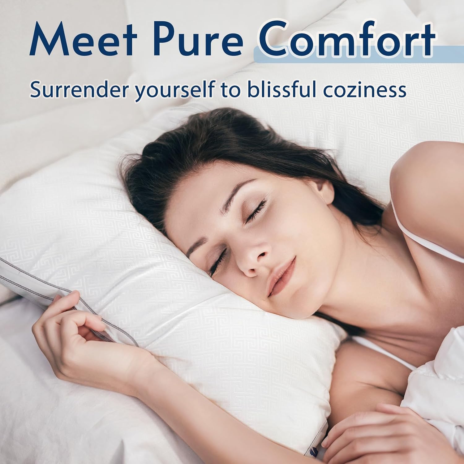 viewstar Bed Pillows King Size Set of 2, Firm Support Down Alternative Gusseted Pillows for Side, Back, or Stomach Sleepers, White