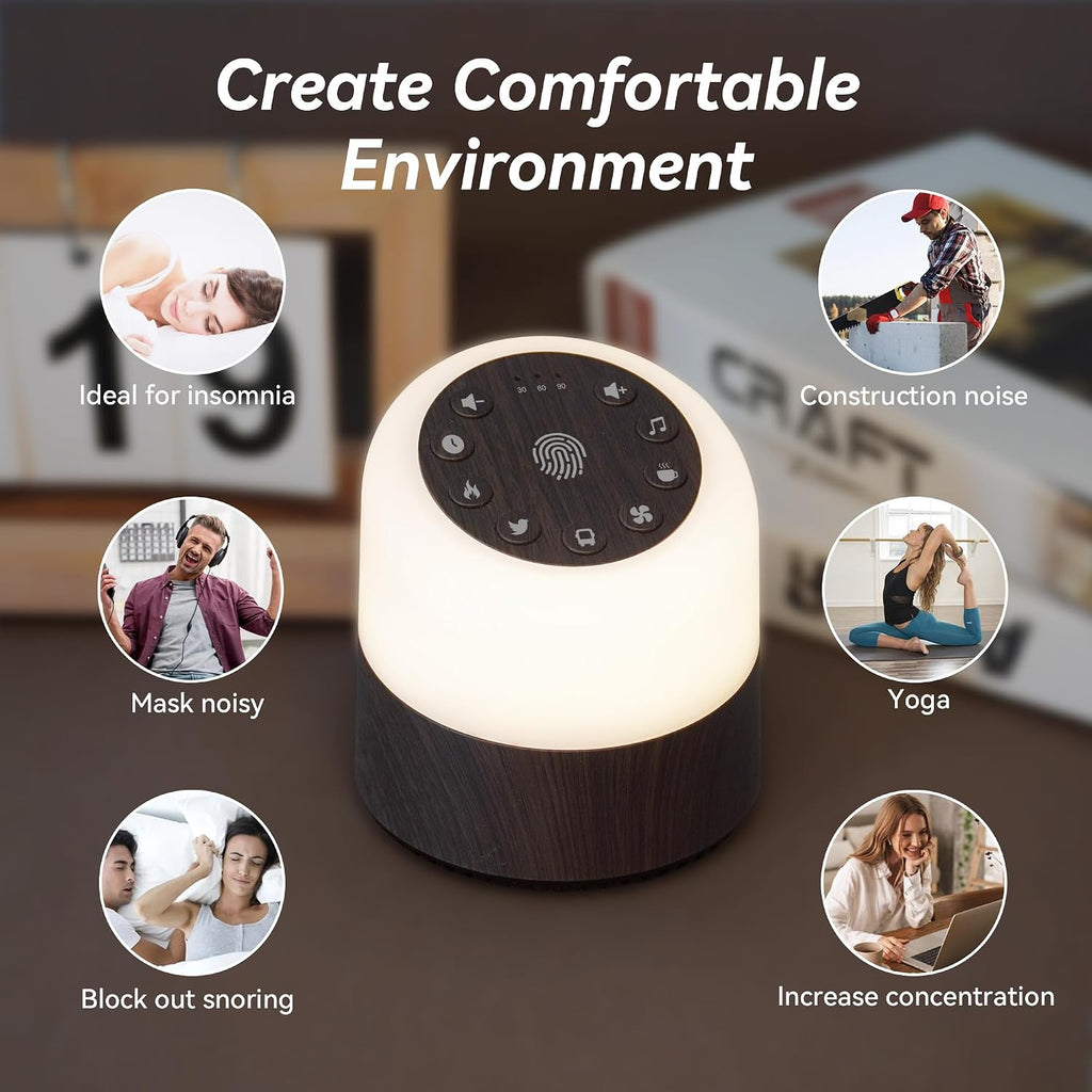 White Noise Machine with 32 Soothing Sounds, 9 Colors Night Lights, Auto-Off Timer, Adjustable Volume, Sleep Sound Machine for Babys…