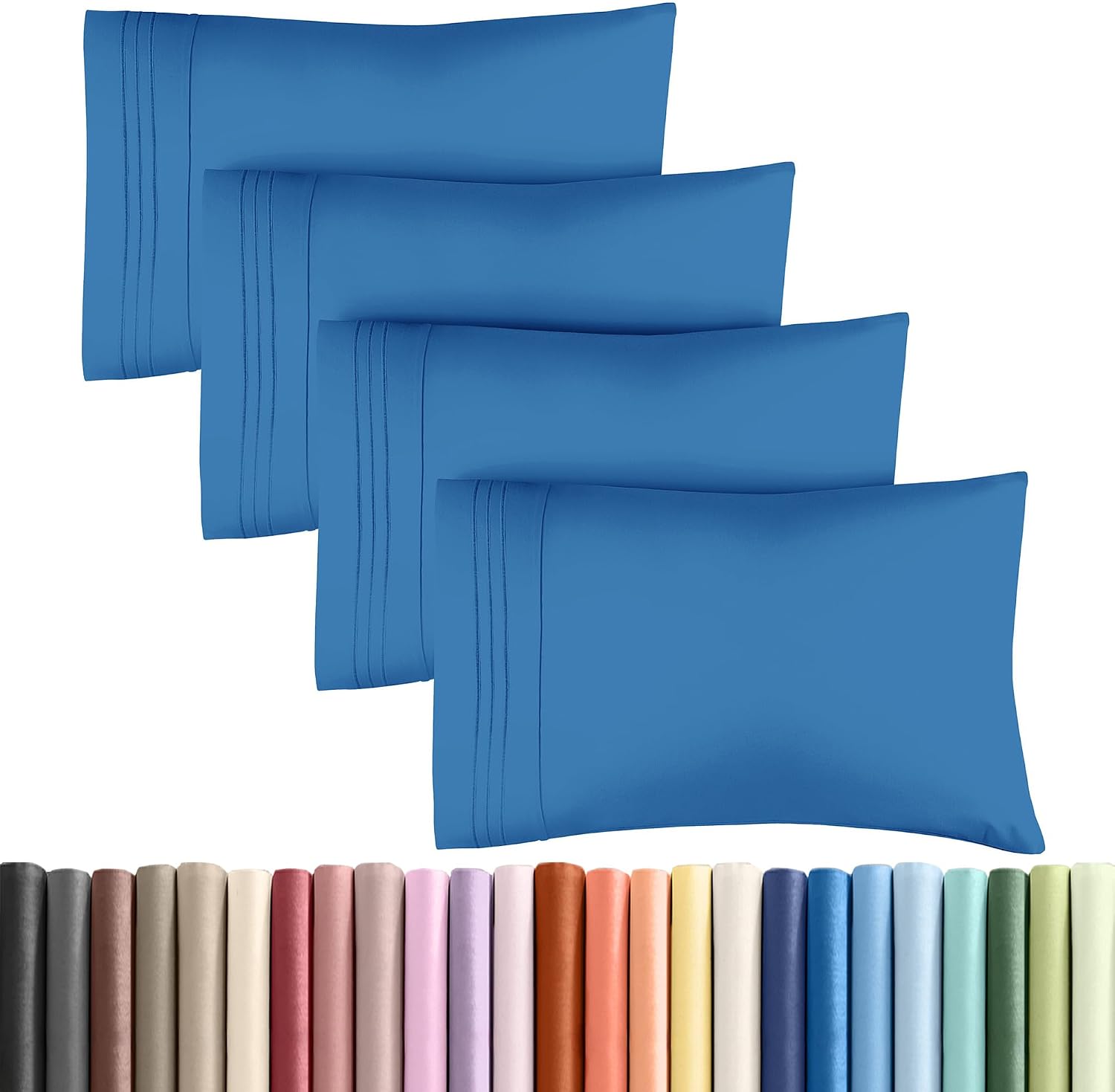 Queen Pillow Cases Set of 4 - Ultra Soft Hotel Quality Pillowcase Covers - Comfy, Cozy & Wrinkle Free - Shrink, Stain & Fade Resistant…