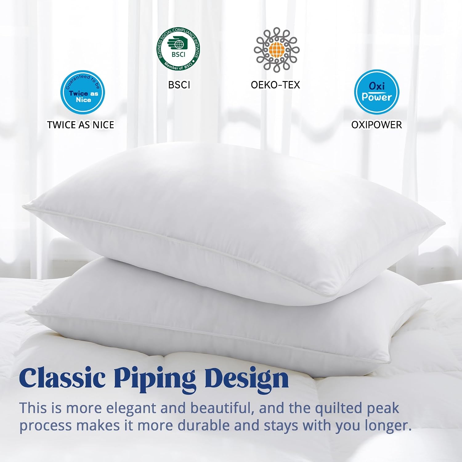 Puredown ® Goose Feather Down Pillows King Size Set of 2, Fluffy Luxury Hotel Collection Bed Pillow for Back, Stomach or Side Sleeper cotto…