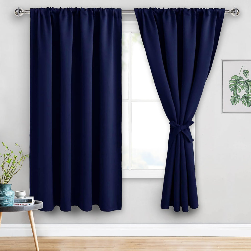 Jiuzhen Blackout Curtains for Bedroom - 60 Inch Wide Thermal Insulated Room Darkening Privacy Soundproof Curtains for Living Room, Set of 2…