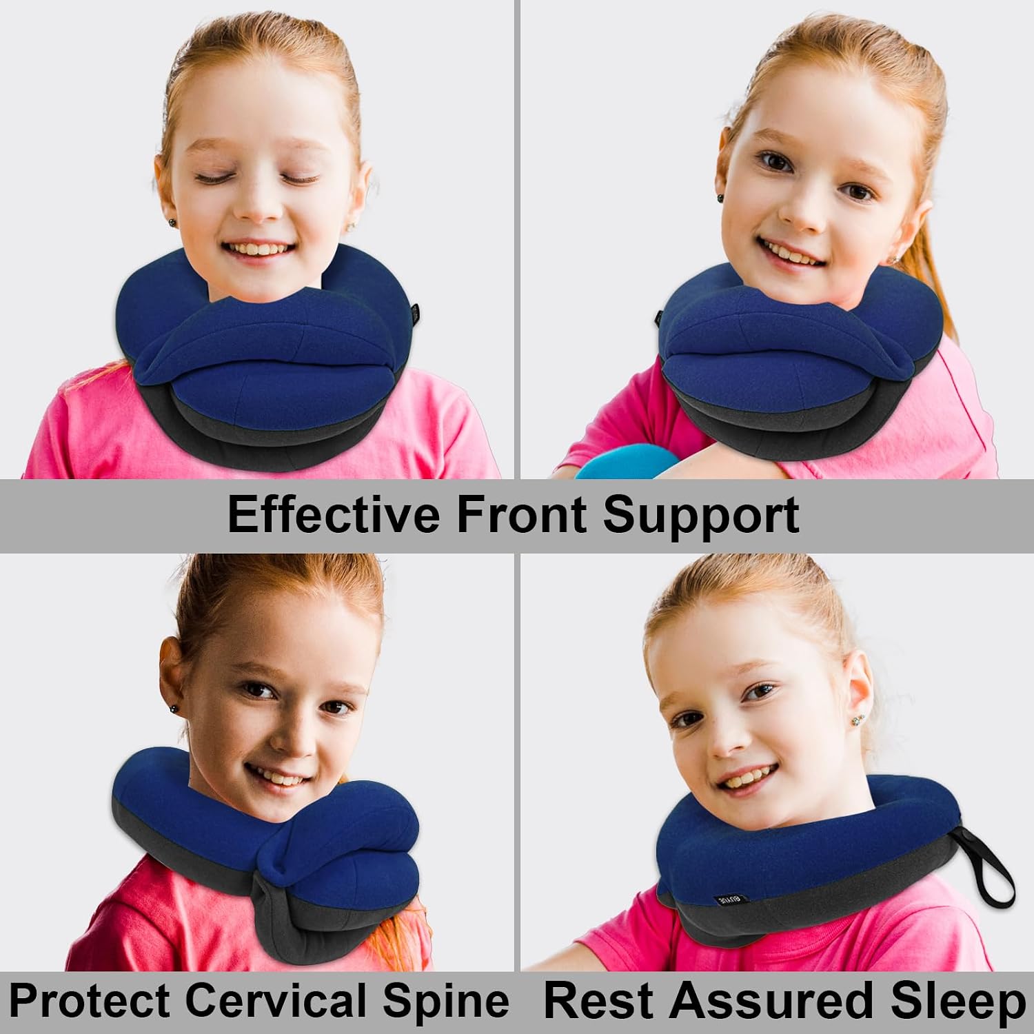 BUYUE Kids Travel Pillows for Airplane, Memory Foam 360° Head Support Sleeping Essentials for Boys Long Flight, Skin-Friendly Soft Neck…