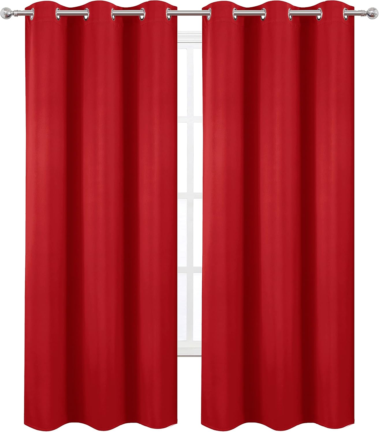 Lemomo Blackout Curtains 38 x 84 inch/Bright Red Curtains Set of 2 Panels/Thermal Insulated Room Darkening Bedroom Curtains 84 inch Red