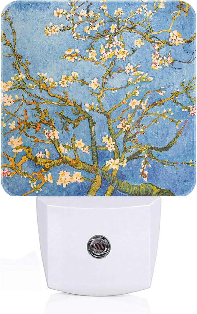 Puzzle Almond Tree Night Light, Plug Into Wall for Boys Girls Bedroom Decorative Square Night Light Lamp 0.5w Sleep Friendly