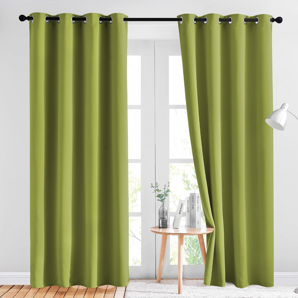 Nicetown Green Blackout Draperies Curtains - Window Treatment Thermal Insulated Solid Grommet Blackout Curtains/Drapes for Holiday Decor (S…
