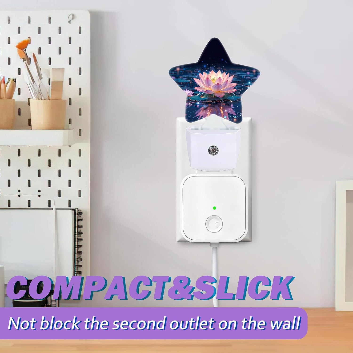 Pink Lotus Night Lights Plug Into Wall, Glitter Flower Dusk to Dawn Light Sensor Night Light for Kids, Energy Efficient Sleep Friendly…