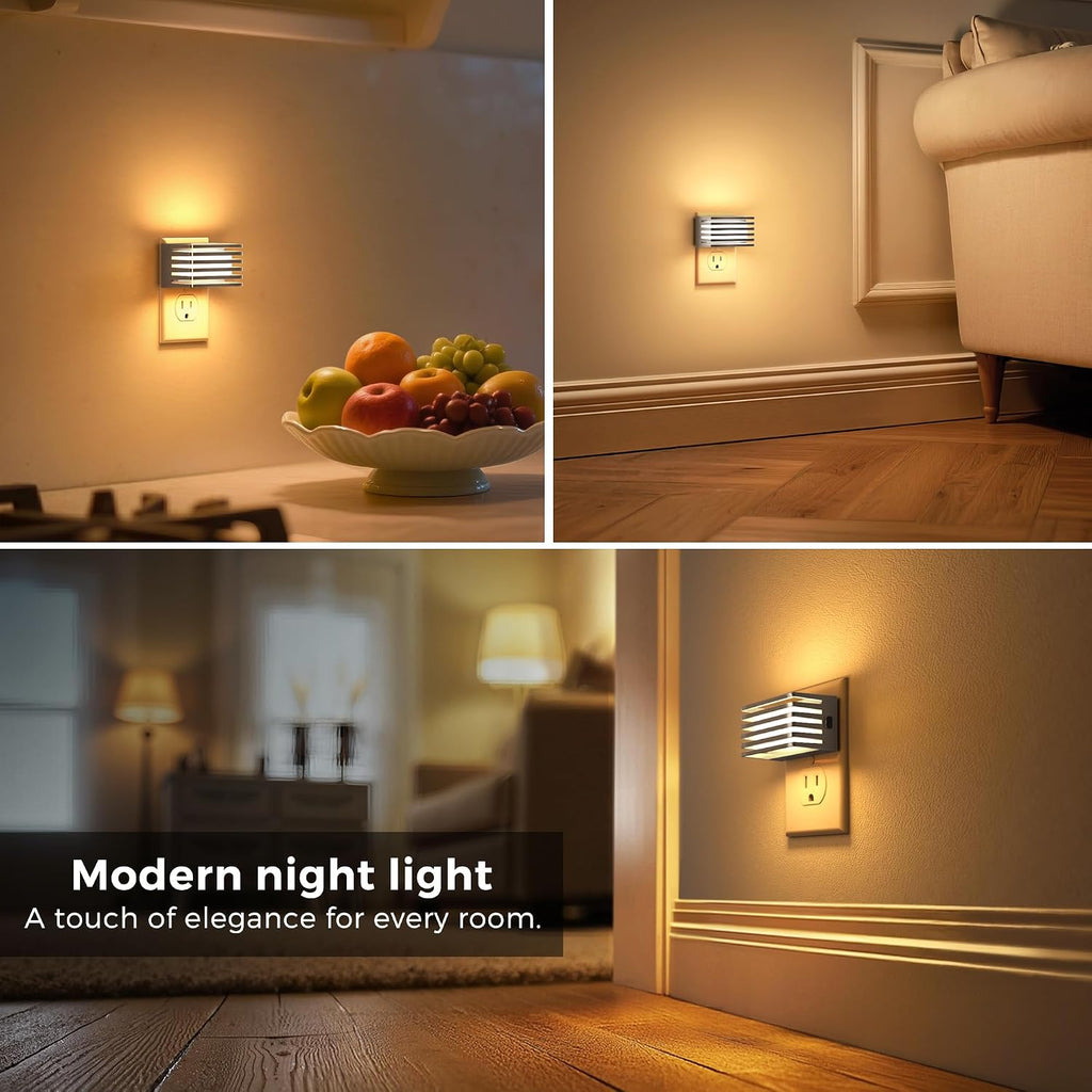 L LOHAS LED Night Lights Plug into Wall, 2 Pack Modern Night Light with Dusk to Dawn Sensor, Dimmable Plug in Night Light, Adjustable…