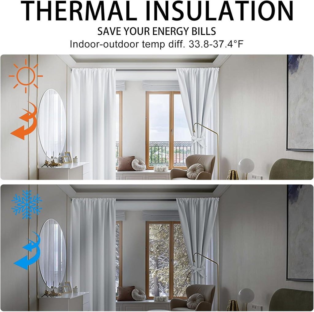 Jiuzhen Blackout Curtains for Bedroom - Thermal Insulated Noise Reducing Privacy Short Curtain for Living Room, Set of 2 Panels with Tiebac…