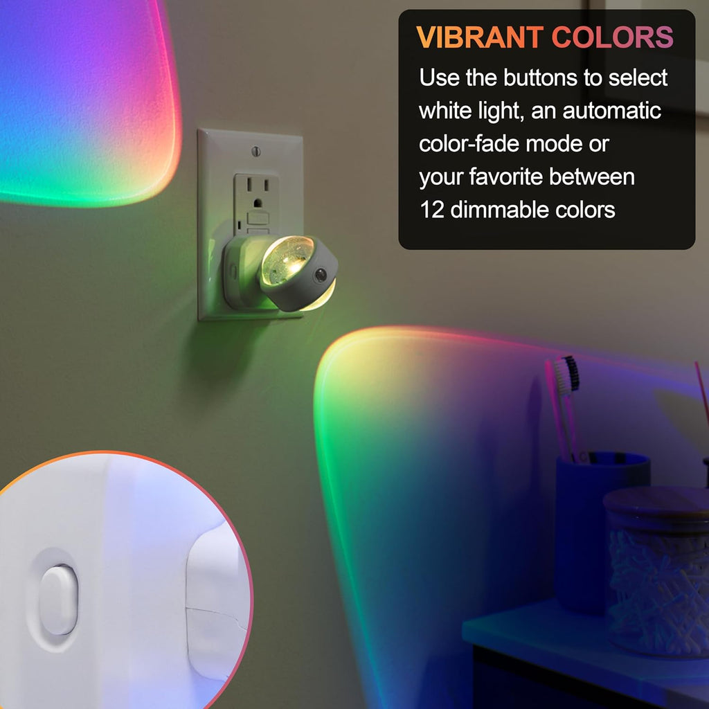 GE Swivel Sconce LED Night Lights Plug Into Wall for Home Decor Color Changing Dimmable Rotating Dusk to Dawn Sensor, Ambient Lighting…