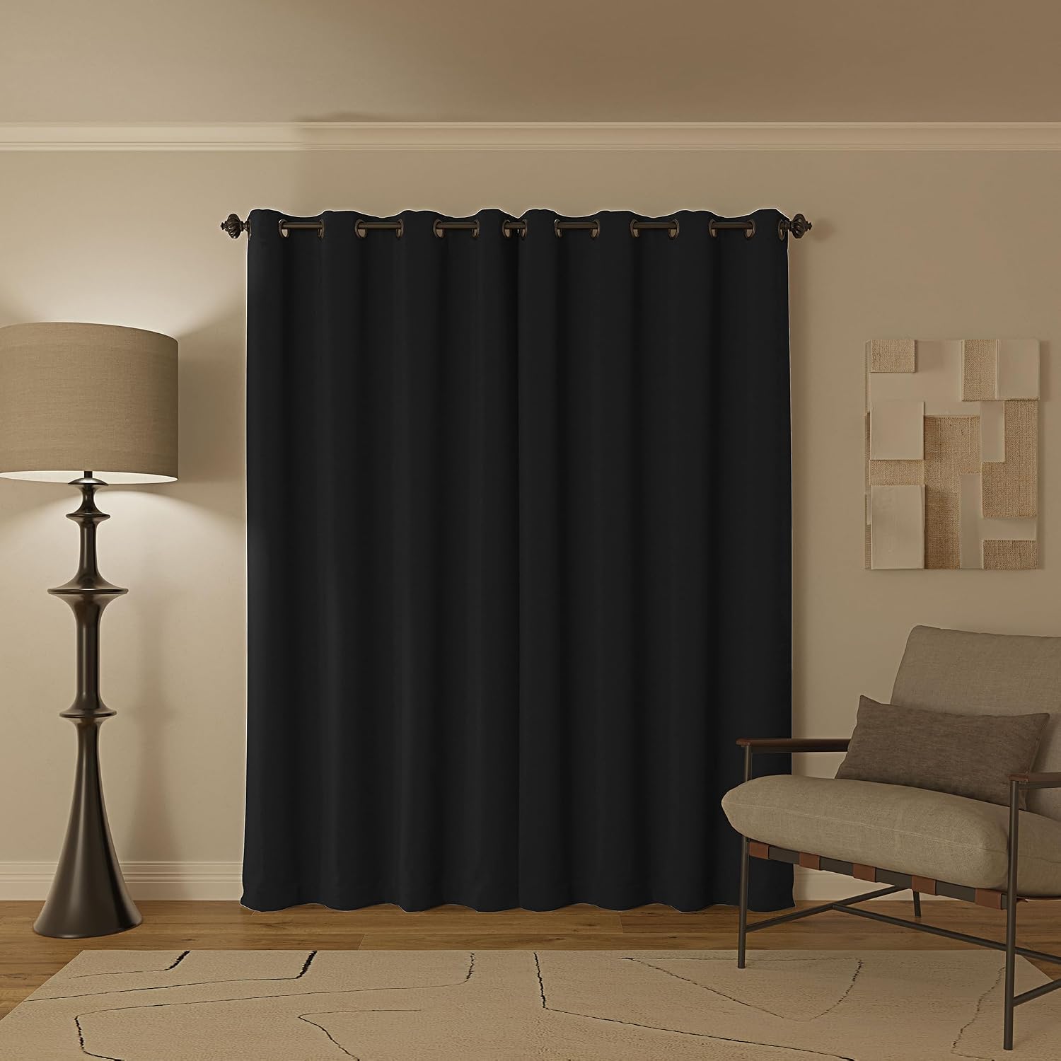 Sun Zero Nordic 2-Pack Theater Grade Noise Reducing Extreme 100% Blackout Grommet Curtain Panel Pair, 52" x 84, Coal Gray