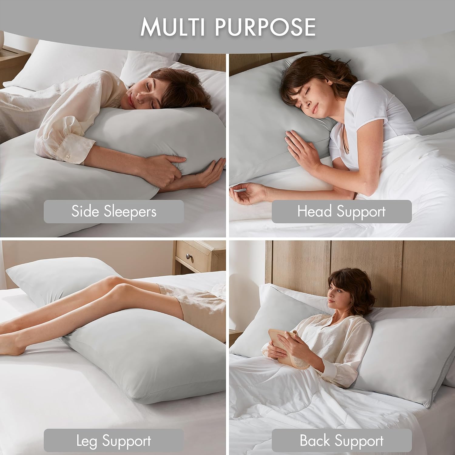 Madisonpark Madison Park Cooling Body Pillow for Side Sleepers & Hot Sleepers, 20"x54" Full Body Pillow with Memory Foam Fill, Pregnancy &…