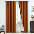 Yakamok Room Darkening 100% Blackout Curtains Grommet Window Treatments with 2 Thick Layers-Burnt Orange Thermal Insulated Drapes Set of 2…