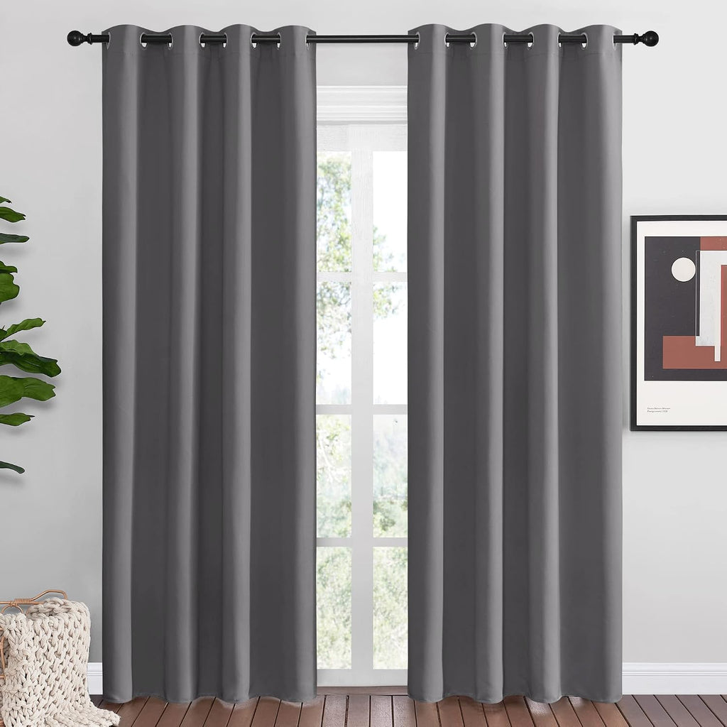 Nicetown Blackout Curtains Panels for Bedroom - 3 Pass Microfiber Noise Reducing Thermal Insulated Solid Ring Top Blackout Window Drapes (2…