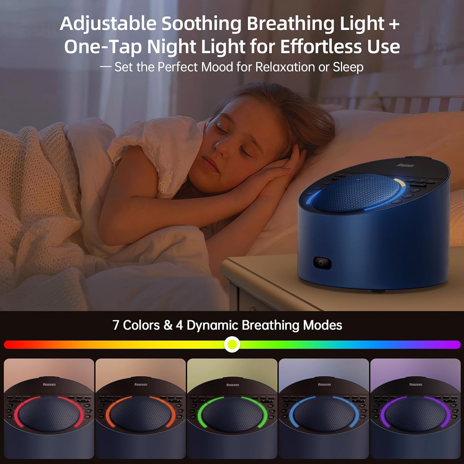 Dedicatedtoyourbettersleep White Noise Machine & Night Light, 12W Powerful Sound Machine with 50+ Natural Sounds, Noise Masking for Snoring…