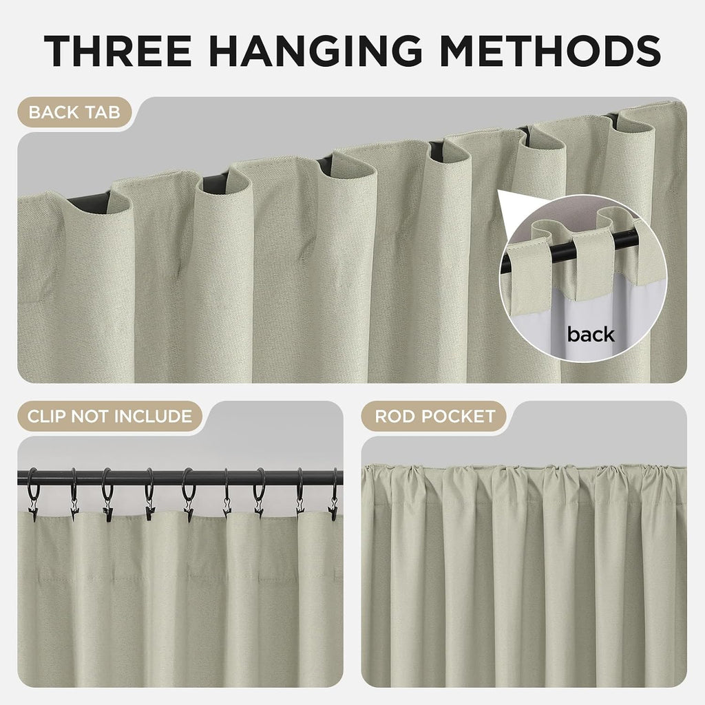 Joydeco Curtain 84 Inch Length 2 Panels Set - Rod Pocket & Back Tab Natural Black Out Curtains for Bedroom, Thermal Insulated Room Darkenin…