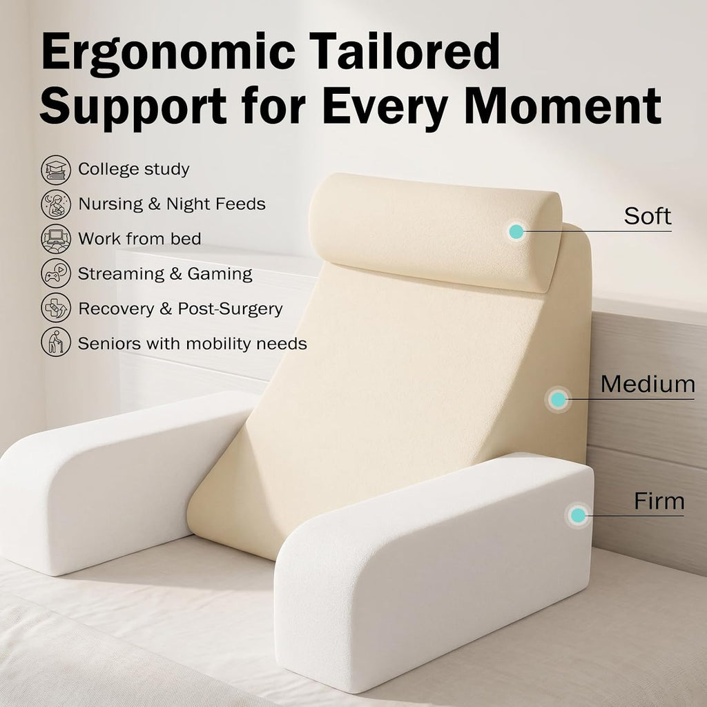 ENITYA Back Pillow for Bed Sitting Up, Reading Pillow with Armrests & Big Pockets for Adults, Upright Pillow for Resting, Watching…