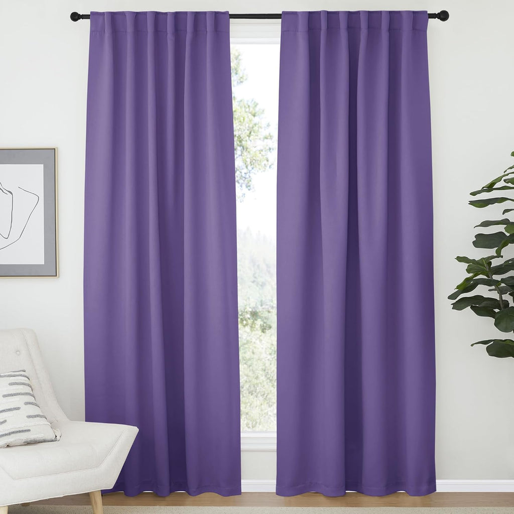 Nicetown Light Reducing Curtain Panels Window Draperies - (Lilac Purple Color) 52x84 inch, 2 Pieces, Insulating Room Darkening Drapes for B…