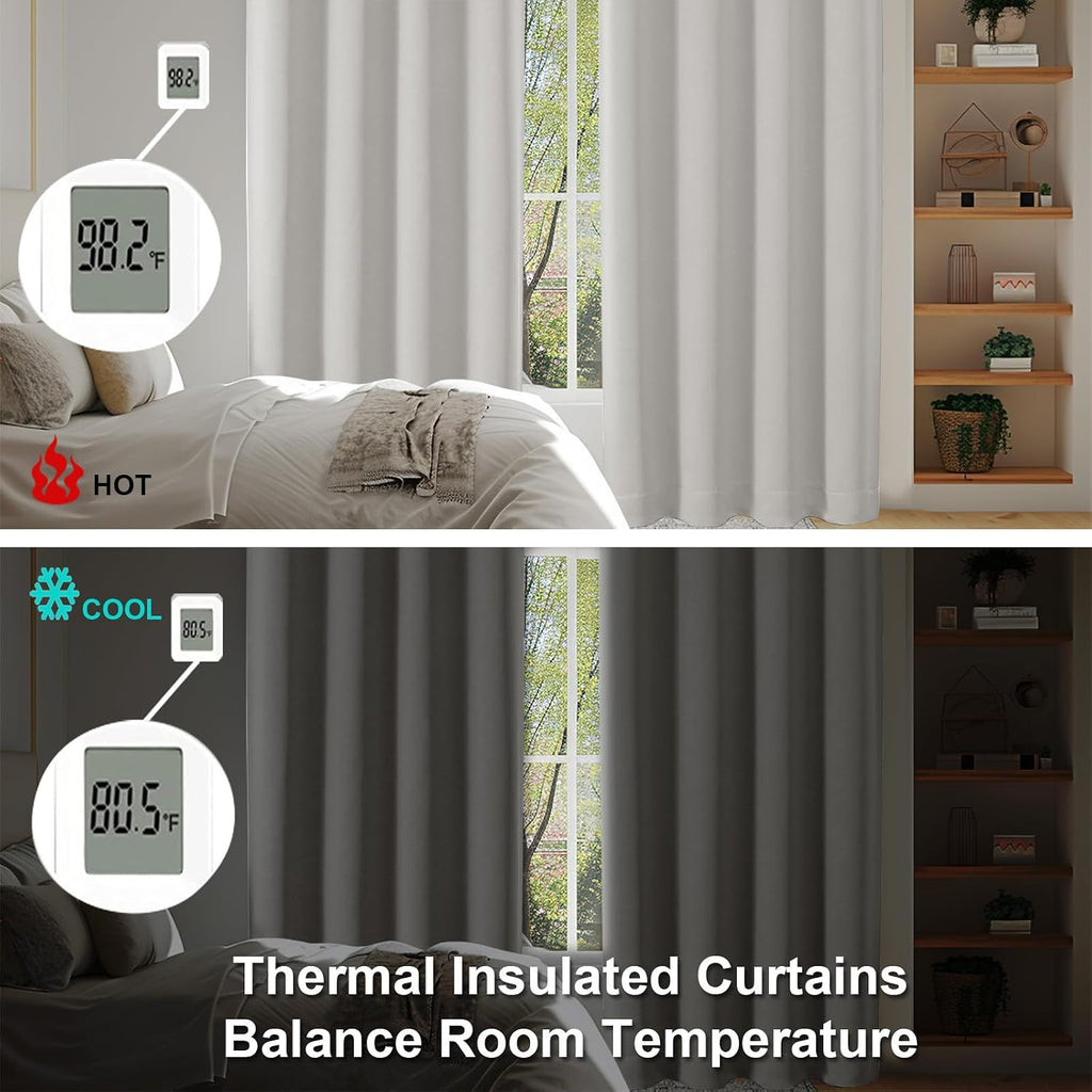 Simplebrand Ava Natural Blackout Curtains for Bedroom, 72 Inch Length, 2 Panels Set, Privacy Thermal Insulated Rod Pocket Window Curtains f…