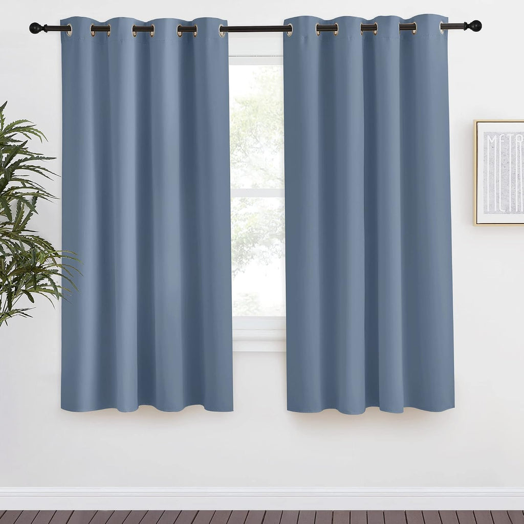 NICETOWN Blackout Curtain Panel, W55 x L68, 1 PC, Stone Blue Color, Light Blocking Room Darkening Window Drape for Nursery/Bedroom, Ring Top