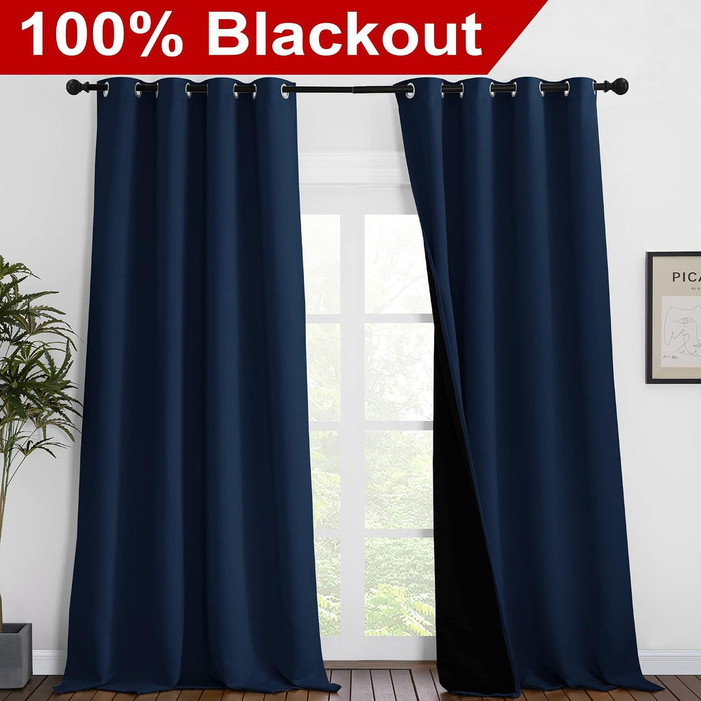 Nicetown 100% Blackout Blinds, Laundry Room Decor Window Treatment Curtains, Thermal Insulated Energy Smart Drapes and Draperies for Villa,…