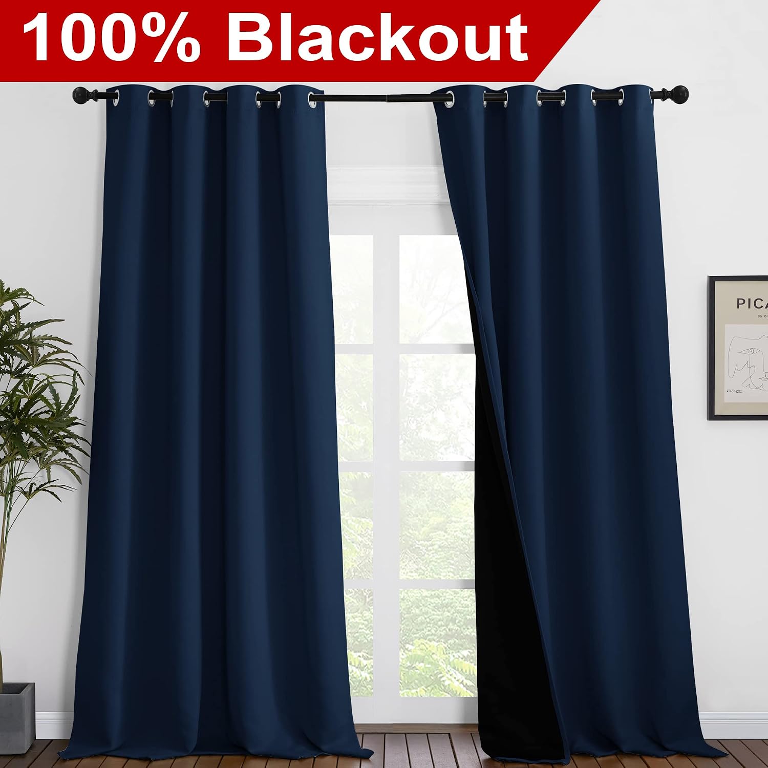 Nicetown 100% Blackout Blinds, Laundry Room Decor Window Treatment Curtains, Thermal Insulated Energy Smart Drapes and Draperies for Villa,…