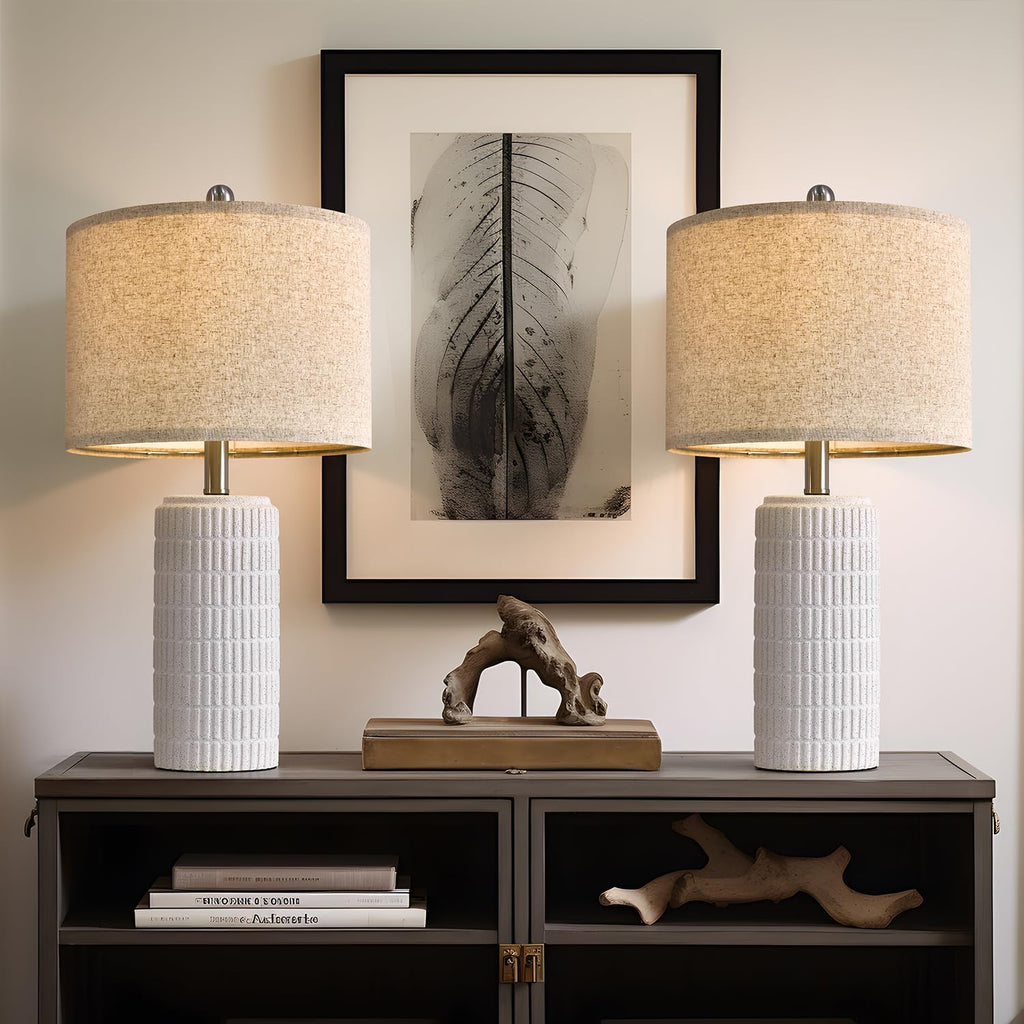 PoKat 23" Table Lamp, Farmhouse Bedside Lamps for Bedroom Set of 2, Ceramic End Table Lamps for Living Room, Traditional Nightstand Desk…
