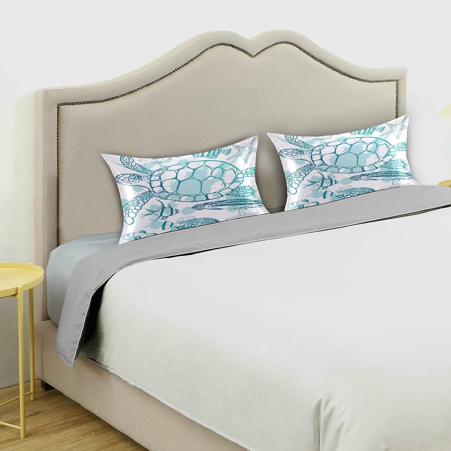 Blueangle Sea Turtle Starfish Satin Pillowcase for Hair and Skin Silk Pillowcase, Queen Size(20x30 inches) - Satin Pillow Covers with…