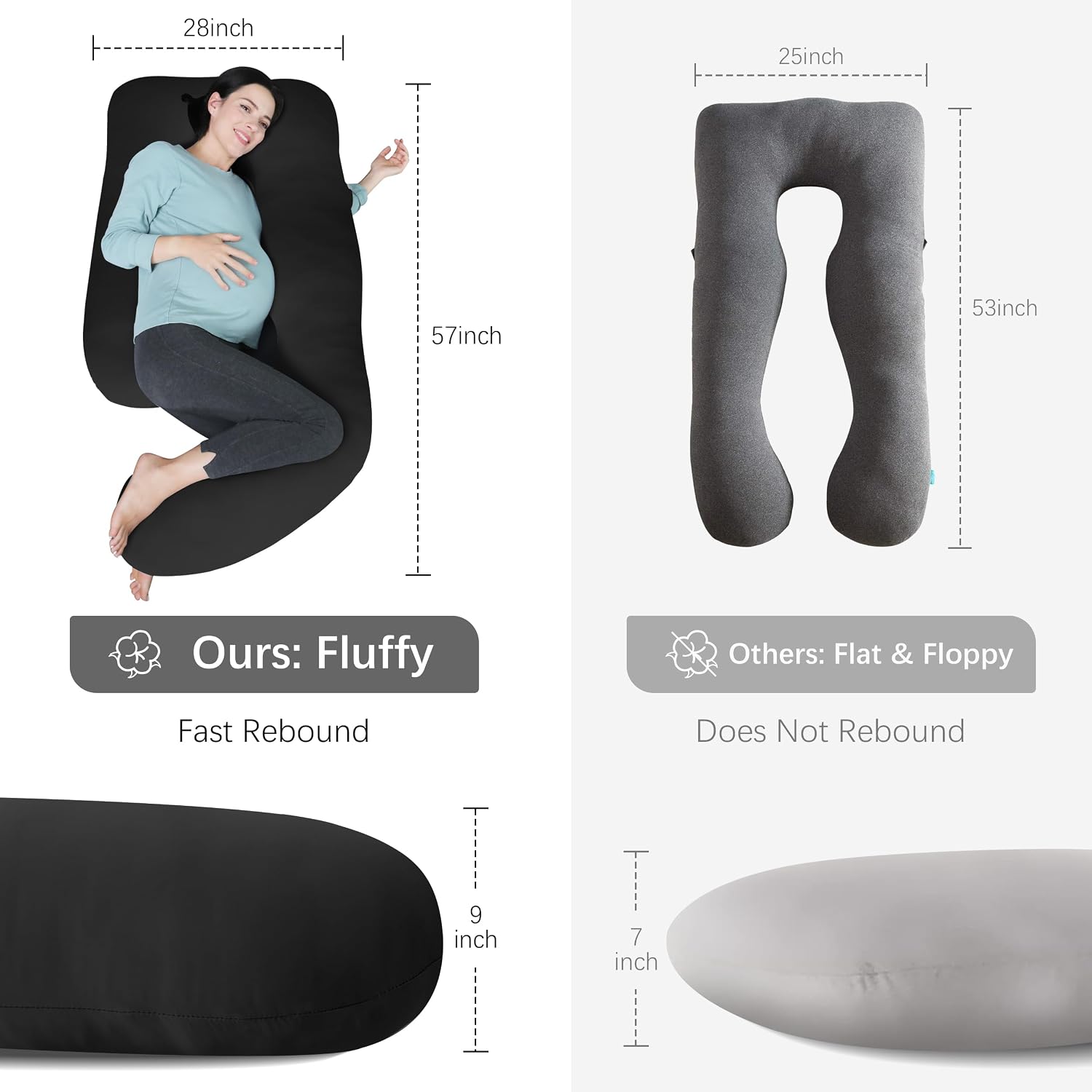Moonpark MOON PARK Pregnancy Pillows for Sleeping - U Shaped Full Body Maternity Pillow with Removable Cover - Support for Back, Legs, Bell…