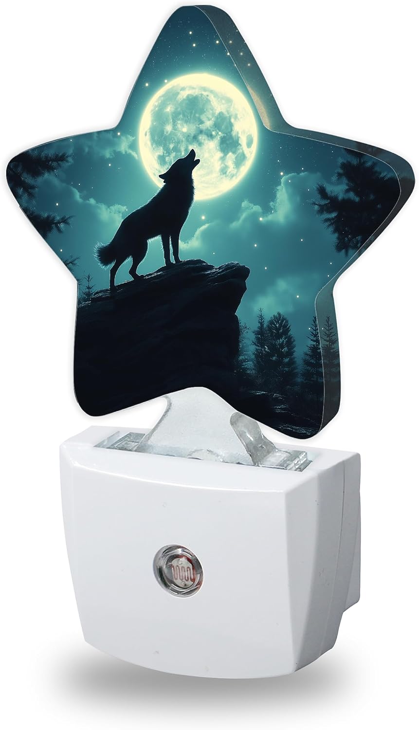 Howling Wolf Night Lights Plug Into Wall Decorative, Fantasy Moon Night Sleep Friendly Lamp, Energy Efficient Dusk-to-Dawn Sensor…