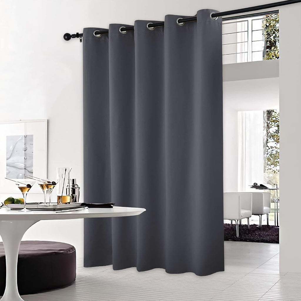 NICETOWN Sliding Door Curtains, Wide Thermal Blackout Patio Door Curtain Panel, Sliding Door Drapes/Draperies with Grommet Top (Gray, W70…