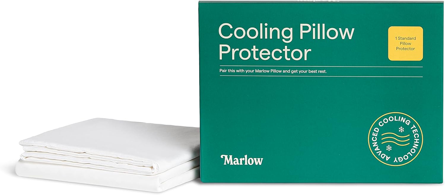 Marlow Cooling Pillow Case - Machine Washable - Zipper Pillow Cases - Made with 100% Long-Staple Cotton - Cooling-Infused Pillow Protector…