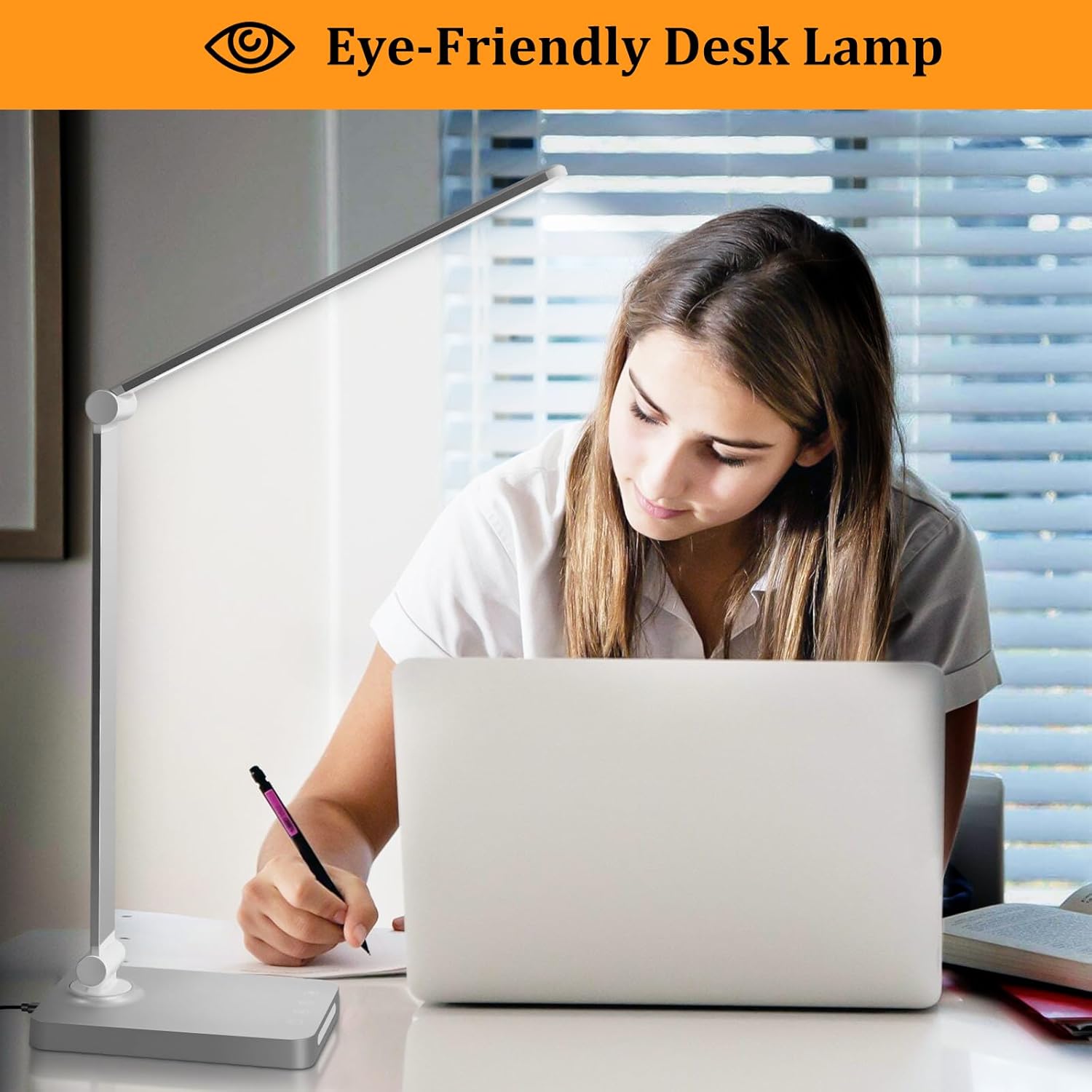 Dott Arts LED Desk Lamp with USB Ports, Touch Desk Lamps for Home Office with 5 Color Modes,3 Brightness Desk Light with Small Night…