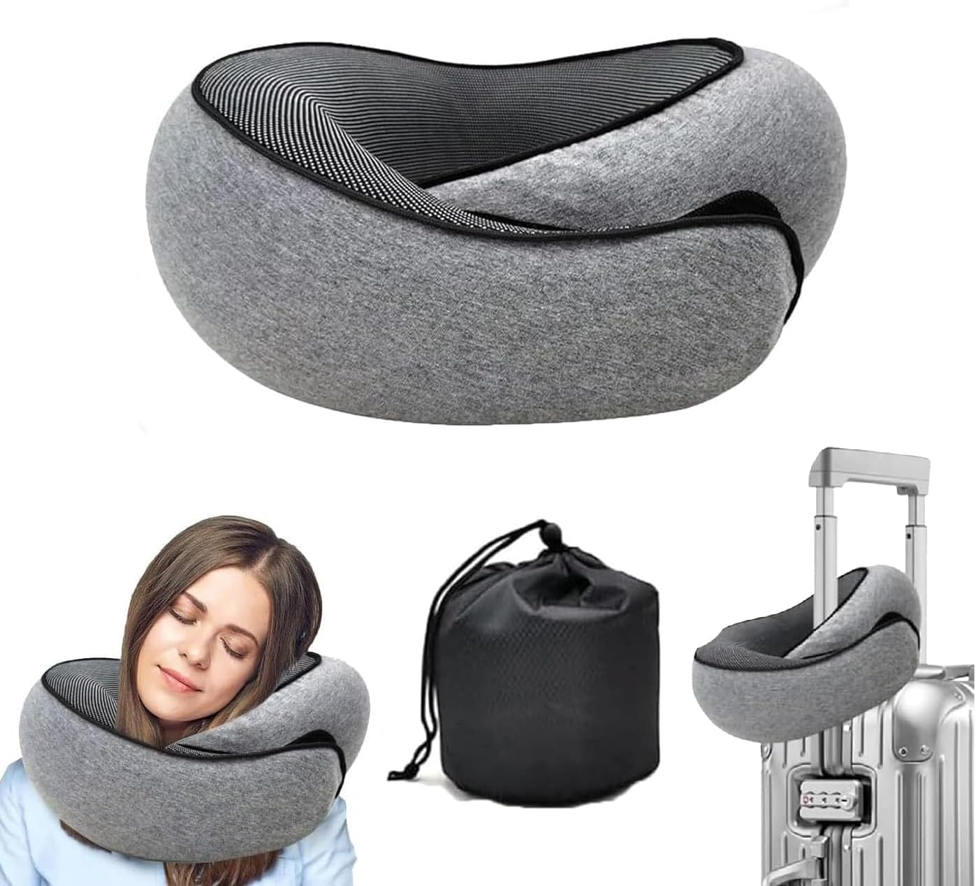 Weershun Travel Pillow for Airplanes, 2026 Memory Foam Neck Pillow with Chin Wrap for Traveling, Suitable for Airplanes, Offices and Cars (…